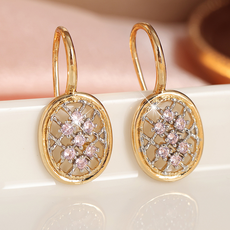 Women's Two-Tone Golden & Silvery Oval Dangle Earrings